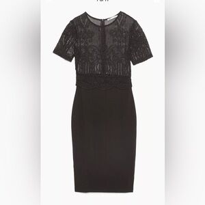 ZARA Lace Bodycon Midi Dress